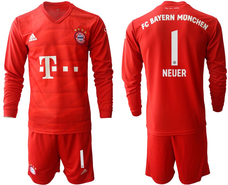 Men 2019-2020 club Bayern Munich home long sleeves #1 red Soccer Jerseys